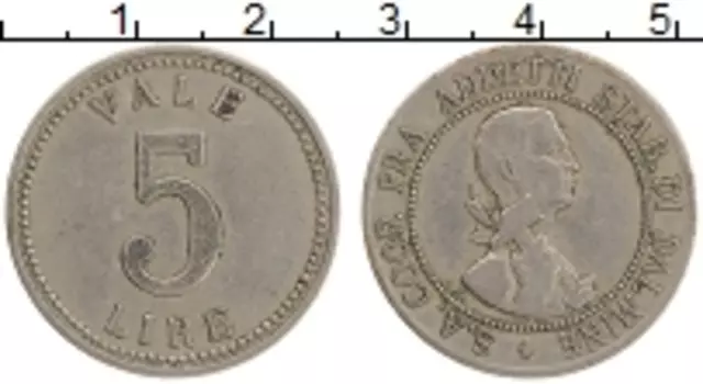 Монета 5 лир Италии Медно-никель Токен