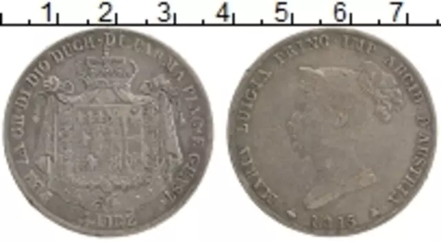 Монета 5 лир Пармы 1815 года Серебро Мария Луиза