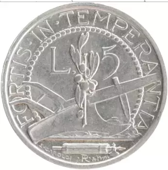 Монета 5 лир Сан-Марино 1937 года Серебро