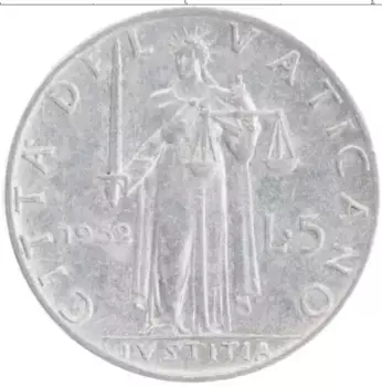 Монета 5 лир Ватикана Алюминий Года разные