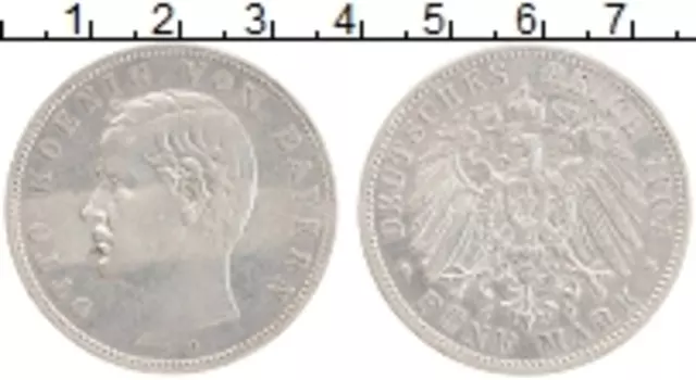 Монета 5 марок Баварии 1904 года Серебро Король Отто I