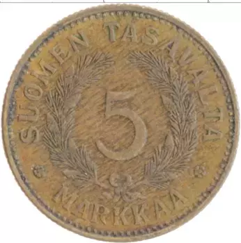 Монета 5 марок Финляндии 1948 года Бронза