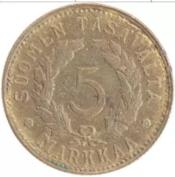 Монета 5 марок Финляндии 1949 года Бронза