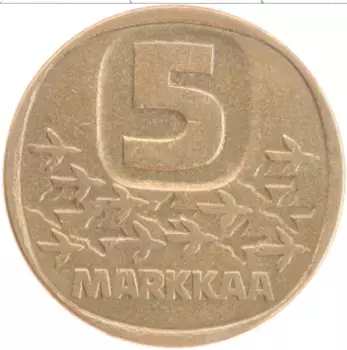Монета 5 марок Финляндии 1983 года Бронза