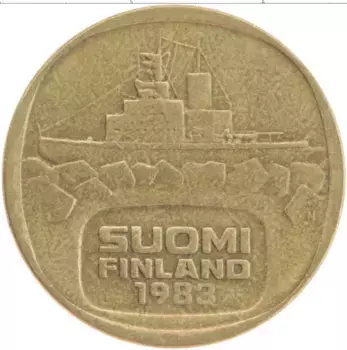 Монета 5 марок Финляндии 1983 года Латунь