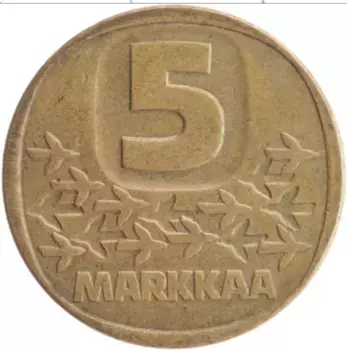Монета 5 марок Финляндии 1984 года Латунь
