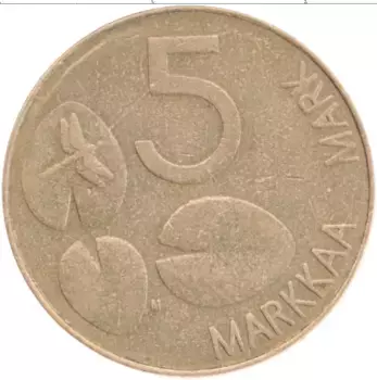 Монета 5 марок Финляндии 1994 года Латунь