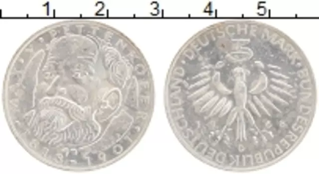 Монета 5 марок ФРГ 1968 года Серебро D