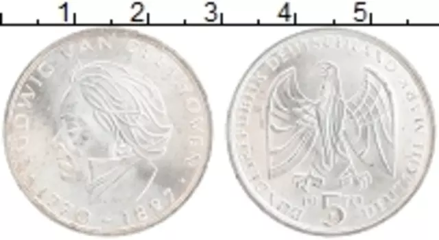 Монета 5 марок ФРГ 1970 года Серебро F