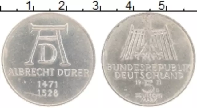 Монета 5 марок ФРГ 1971 года Серебро 500 лет Альбрехт Дюрер