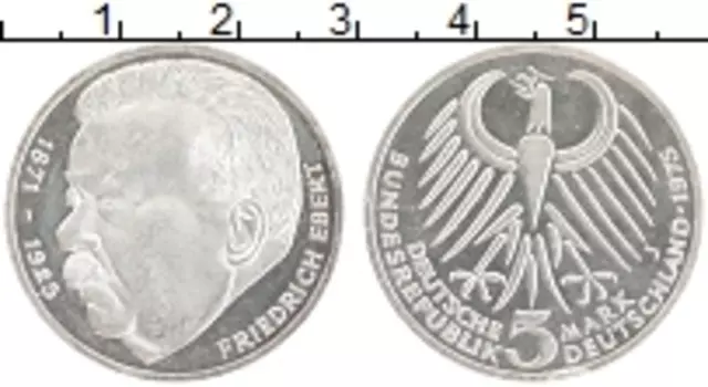 Монета 5 марок ФРГ 1975 года Серебро J Фридрих Эберт