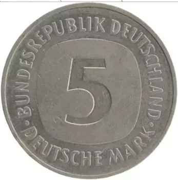 Монета 5 марок ФРГ 1987 года Медно-никель J