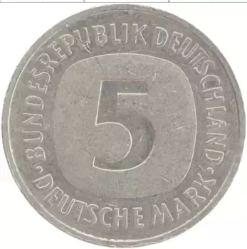Монета 5 марок ФРГ 1990 года Медно-никель J