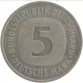 Монета 5 марок ФРГ 1990 года Медно-никель J