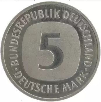 Монета 5 марок ФРГ 1991 года Медно-никель G