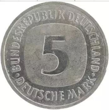 Монета 5 марок ФРГ 1992 года Медно-никель F