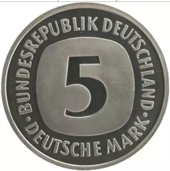 Монета 5 марок ФРГ 2001 года Медно-никель D