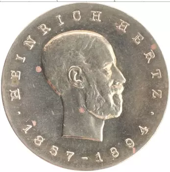 Монета 5 марок ГДР 1969 года Медно-никель 75 лет со дня смерти Генриха Герца