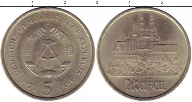 Монета 5 марок ГДР 1972 года Медно-никель KM#37 Мейсен