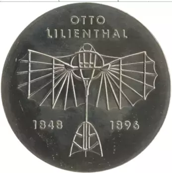 Монета 5 марок ГДР 1973 года Медно-никель 125 лет со дня рождения Отто Лилиенталя