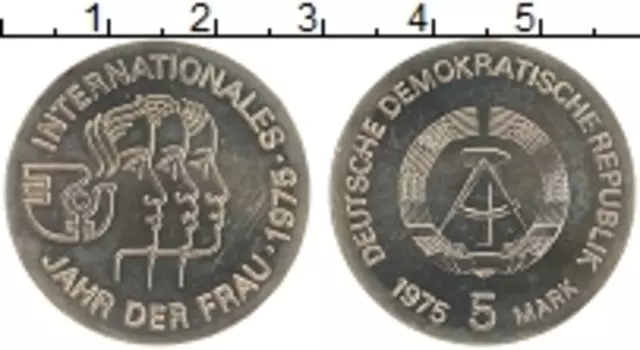 Монета 5 марок ГДР 1975 года Медно-никель Международный год женщин