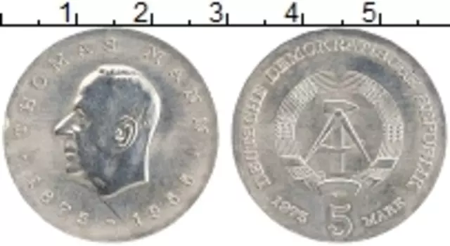 Монета 5 марок ГДР 1975 года Медно-никель Томас Манн