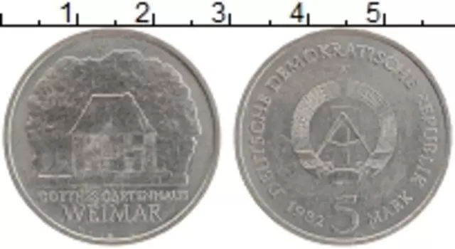 Монета 5 марок ГДР 1982 года Медно-никель Веймар