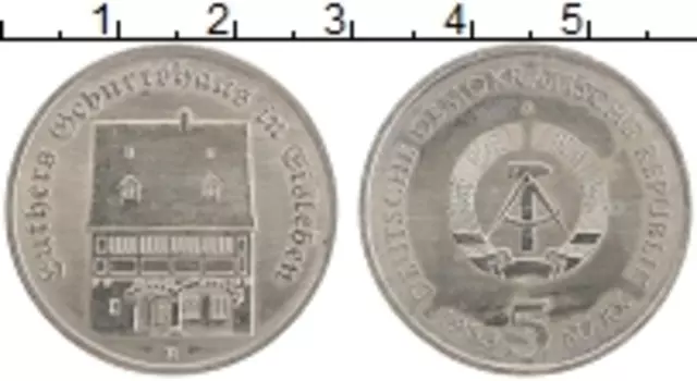 Монета 5 марок ГДР 1983 года Медно-никель А