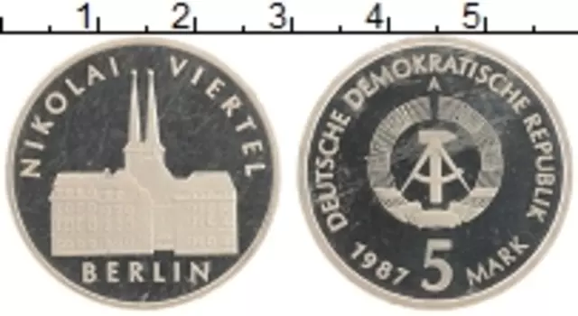 Монета 5 марок ГДР 1987 года Медно-никель А