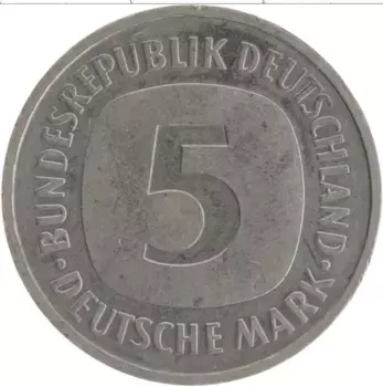 Монета 5 марок Германии 1991 года Медно-никель F
