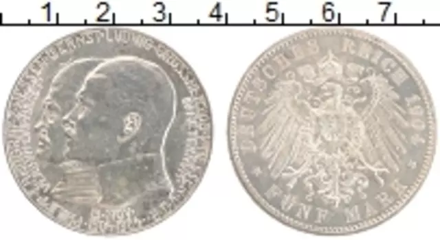 Монета 5 марок Гессен-Дармштадта 1904 года Серебро 400 лет Филиппу Великодушному