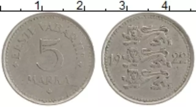 Монета 5 марок Эстонии 1922 года Медно-никель