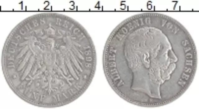 Монета 5 марок Саксонии 1898 года Серебро Альберт Е