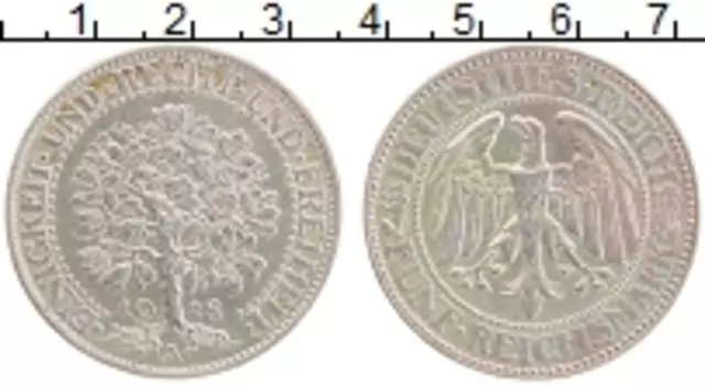 Монета 5 марок Веймарской республики 1928 года Серебро А