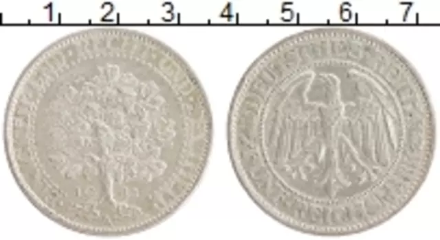 Монета 5 марок Веймарской республики 1931 года Серебро А