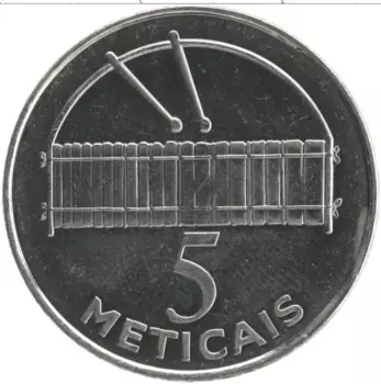 Монета 5 метикаль Мозамбика 2006 года Медно-никель