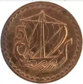 Монета 5 милс Кипра 1970 года Бронза
