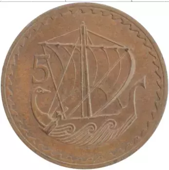 Монета 5 милс Кипра 1970 года Бронза