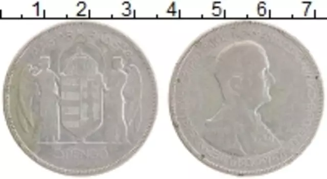 Монета 5 пенго Венгрии 1930 года Серебро 10 лет правления Адмирала Хорти
