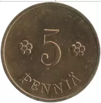 Монета 5 пенни Финляндии 1935 года Медь
