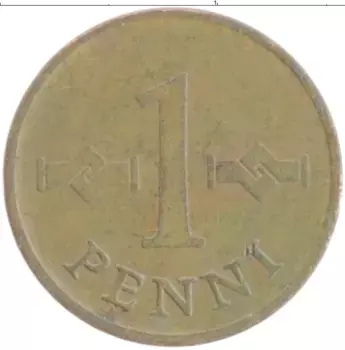 Монета 5 пенни Финляндии 1967 года Бронза
