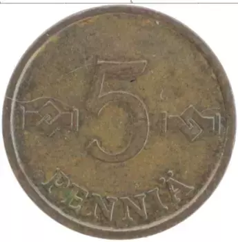 Монета 5 пенни Финляндии 1972 года Медь