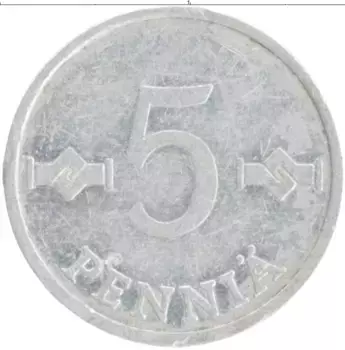 Монета 5 пенни Финляндии 1979 года Алюминий