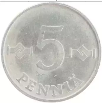 Монета 5 пенни Финляндии 1980 года Алюминий