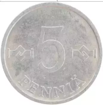 Монета 5 пенни Финляндии 1984 года Алюминий