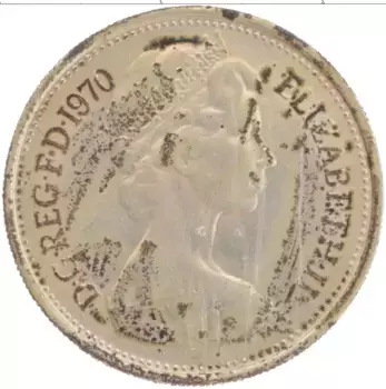 Монета 5 пенсов Англии 1970 года Медно-никель