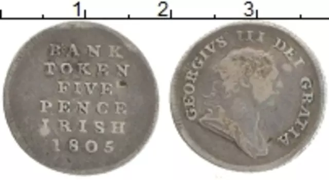 Монета 5 пенсов Ирландии 1805 года Серебро Банковский токен