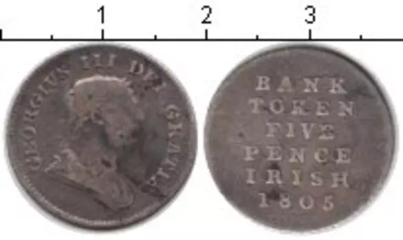 Монета 5 пенсов Ирландии 1805 года Серебро токен Георг III