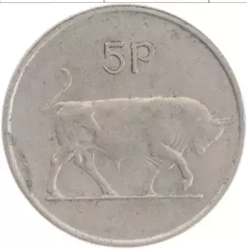 Монета 5 пенсов Ирландии 1970 года Медно-никель