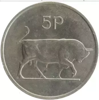 Монета 5 пенсов Ирландии 1970 года Медно-никель